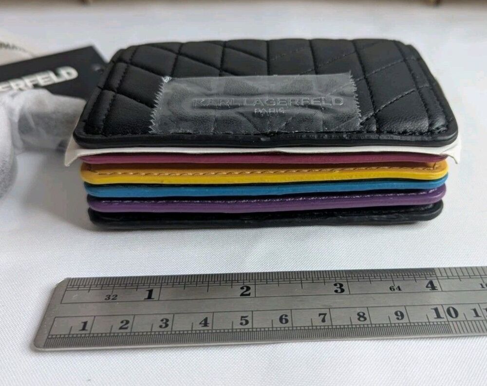 Karl Lagerfeld Paris - Nicolette Cardholder, Small, Black, Rainbow, NWT